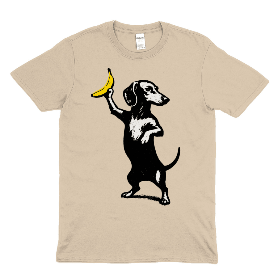 True Insights T-Shirt Dackel mit Banane witziges Street-Art Design in Natural