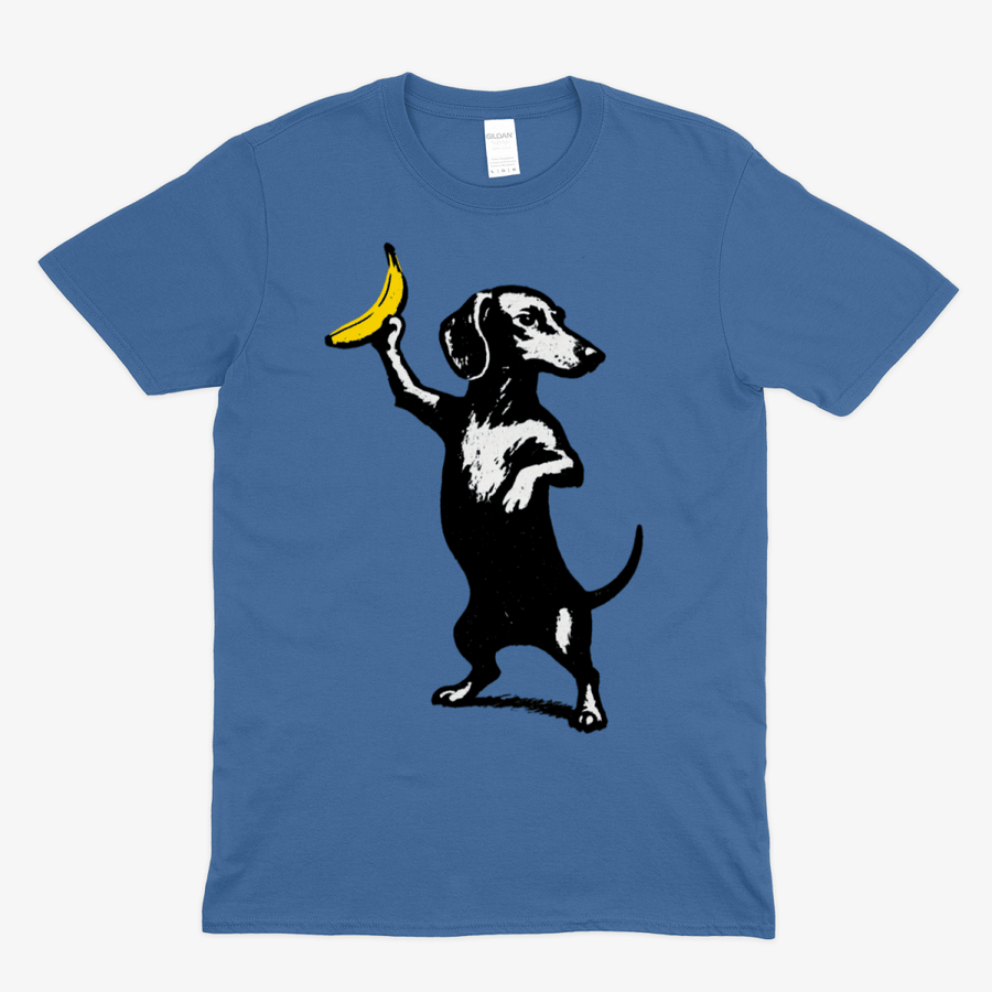 True Insights T-Shirt Dackel mit Banane satirisches Motiv in Royalblau