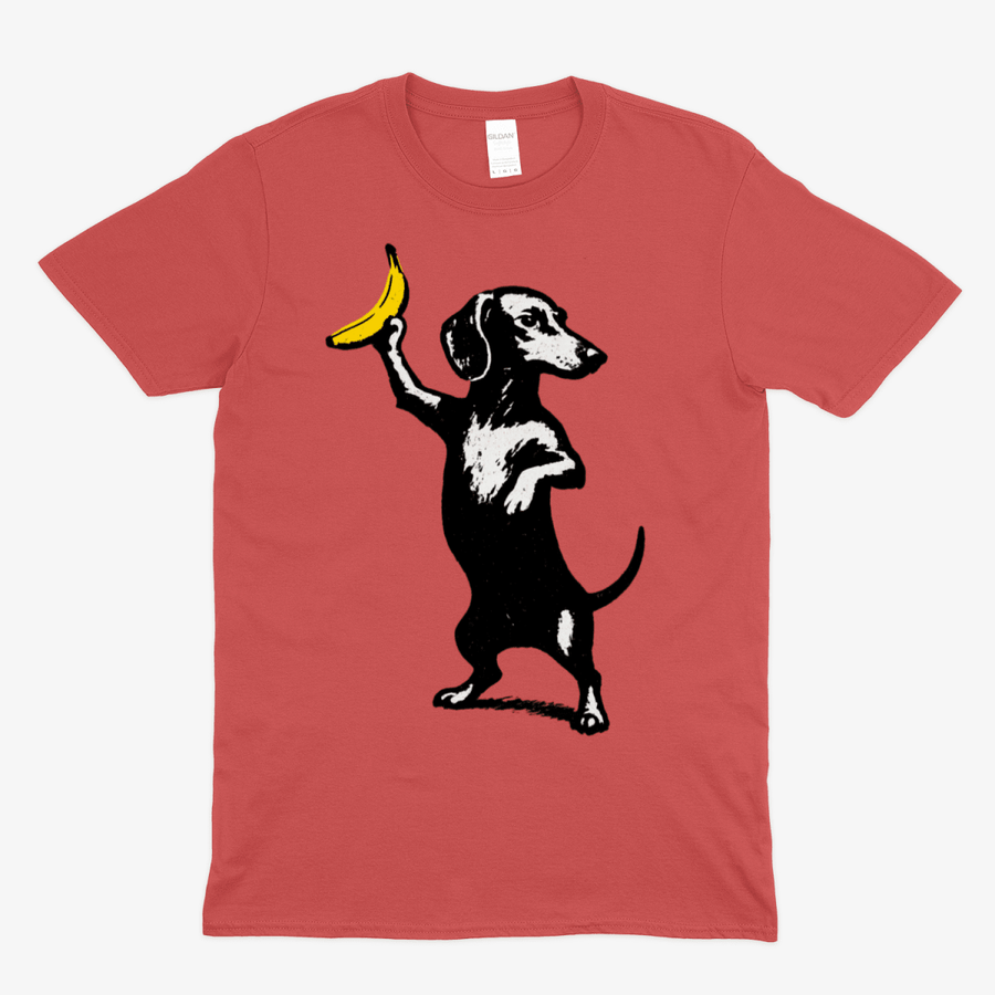 True Insights T-Shirt Dackel mit Banane satirisches Motiv in Rot
