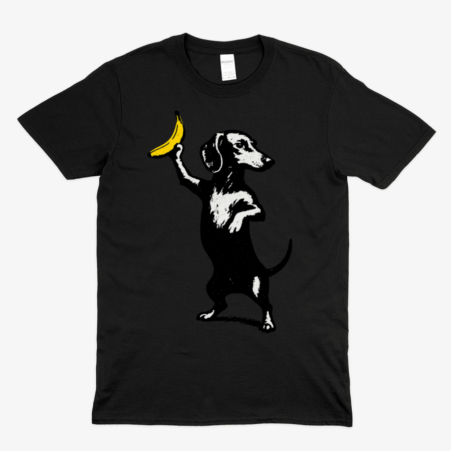 True Insights T-Shirt Dackel mit Banane witziges Street-Art Design in Schwarz