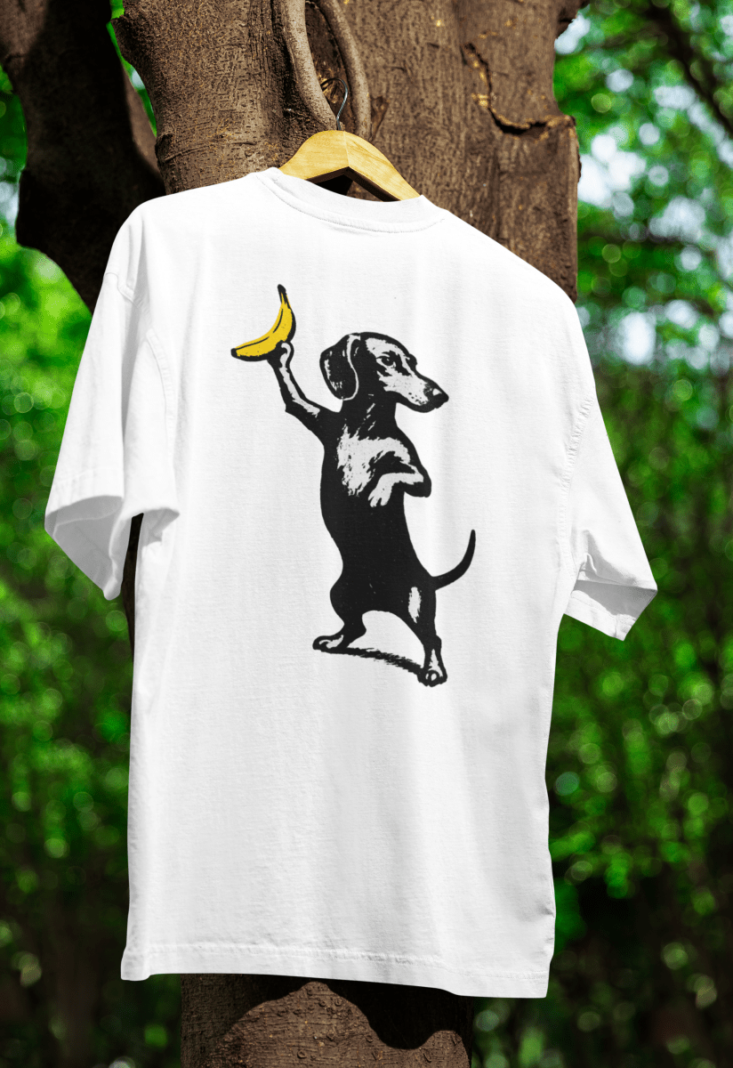 True Insights T-Shirt Dackel mit Banane satirisches Design in modernem Streetwear-Stil