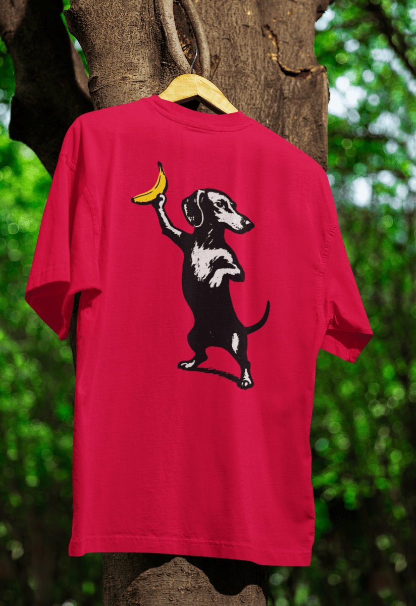 True Insights T-Shirt Dackel mit Banane humorvolles Street-Art Motiv für Hundefreunde