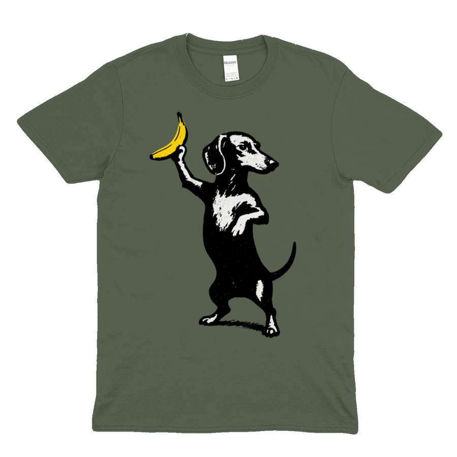 True Insights T-Shirt Dackel mit Banane satirisches Motiv in Military Green