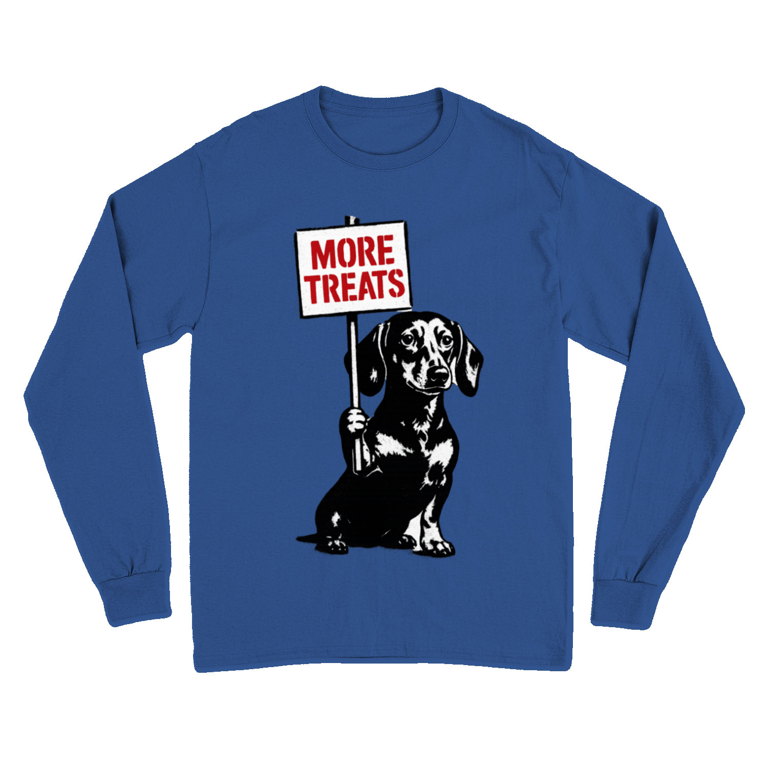 Dackel „More Treats“ – Banksy Style Sweatshirt mit augenzwinkerndem Protest-Sweatshirt-True Insights
