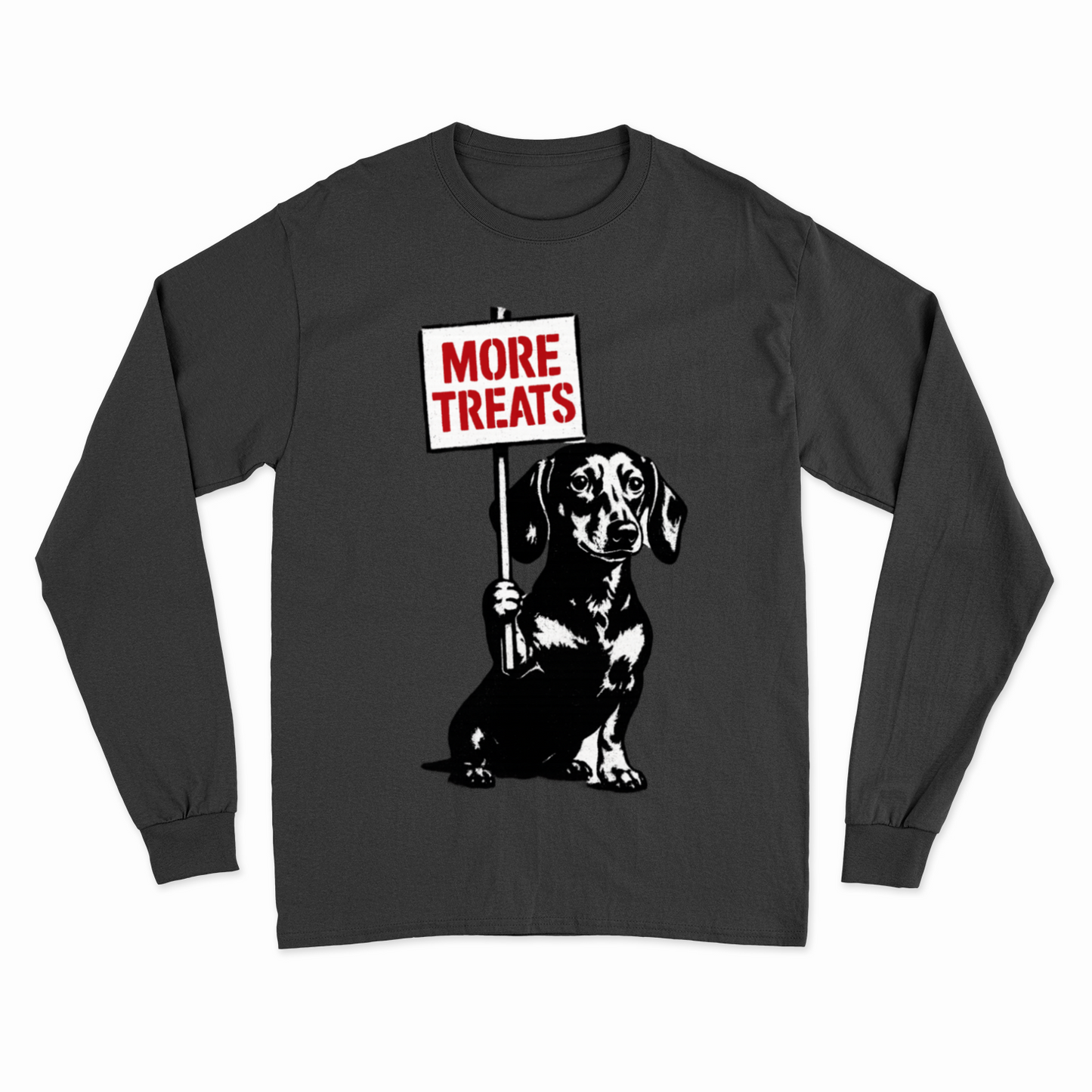 Dackel „More Treats“ – Banksy Style Sweatshirt mit augenzwinkerndem Protest-Sweatshirt-True Insights