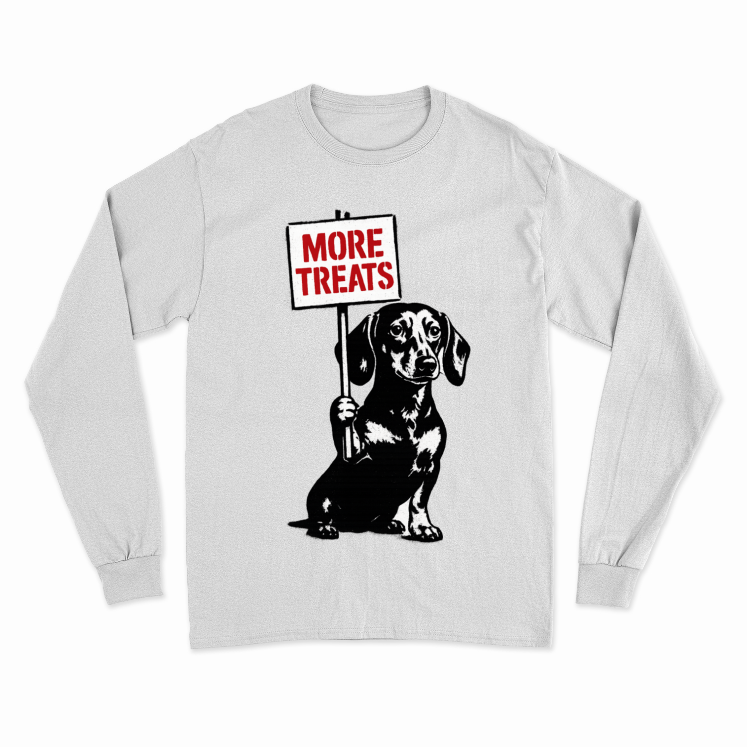 Dackel „More Treats“ – Banksy Style Sweatshirt mit augenzwinkerndem Protest-Sweatshirt-True Insights