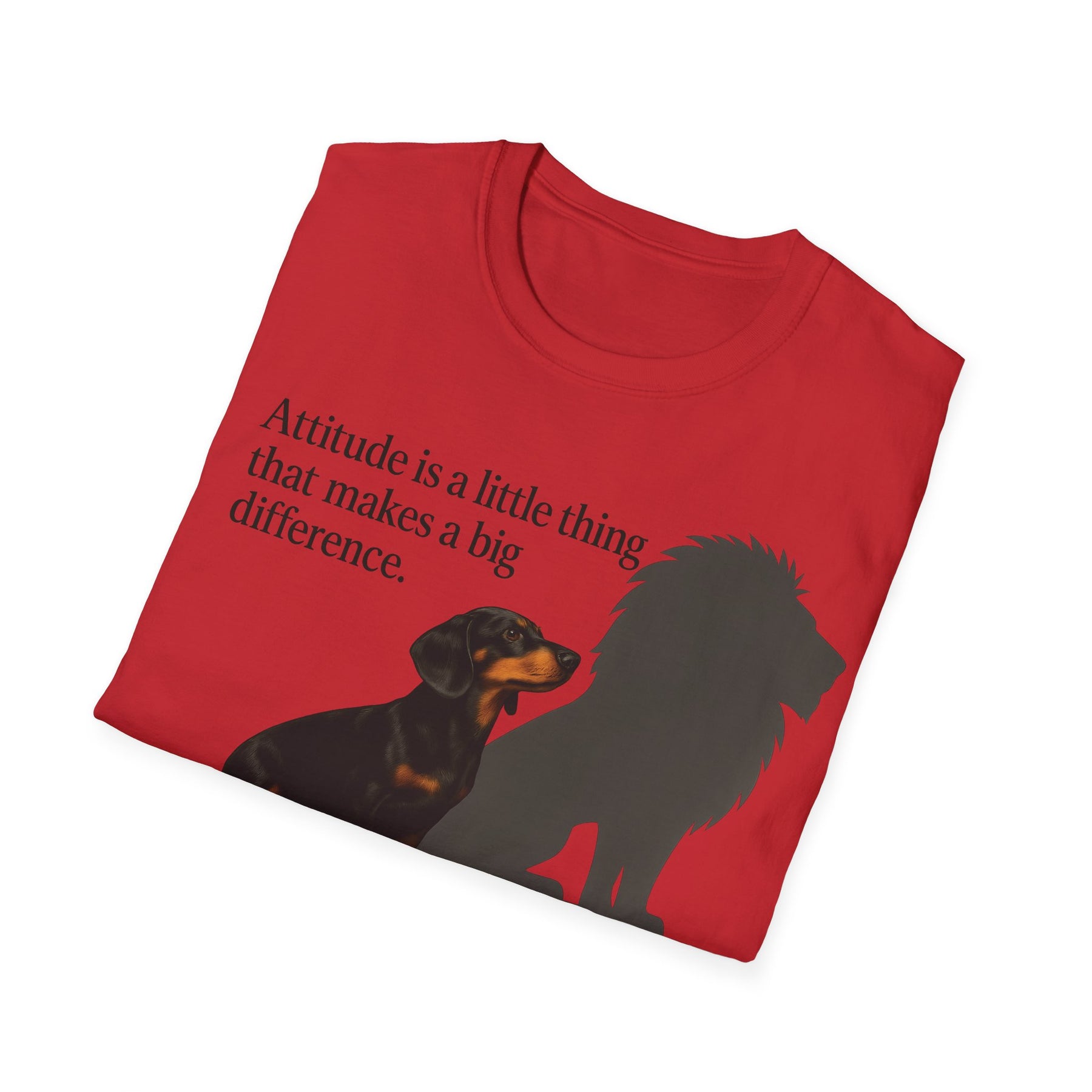Dackel Shirt mit Spruch – „Attitude is a little thing…“ | Inspirierendes Motiv mit Löwen-Schatten – Lustiges T-Shirt | True Insights – Bild 33
