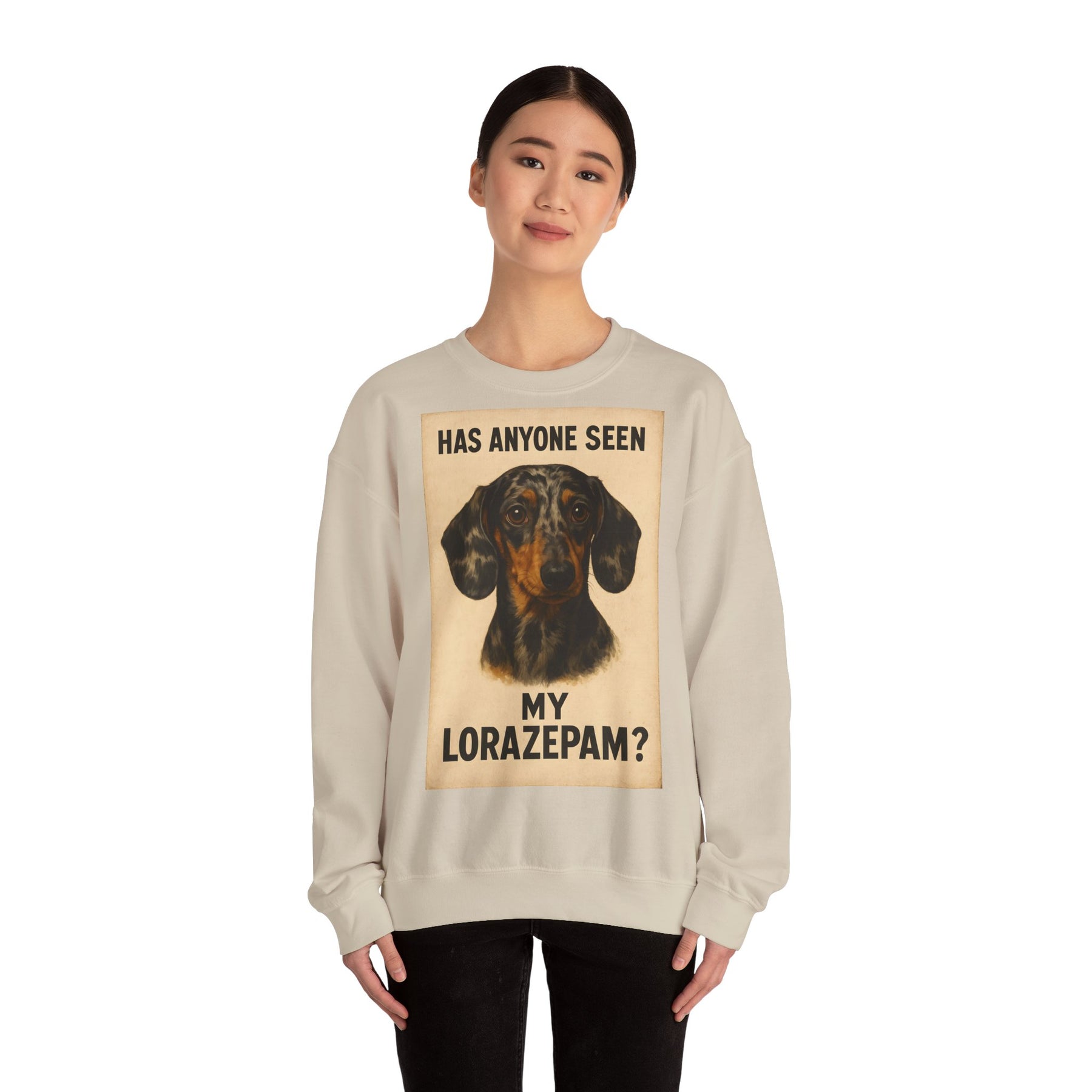 Dackel Sweatshirt – „Has anyone seen my Lorazepam?“ | Lustiger Pullover für Hundefreunde mit schwarzem Humor – Lustiges Sweatshirt | True Insights – Bild 12