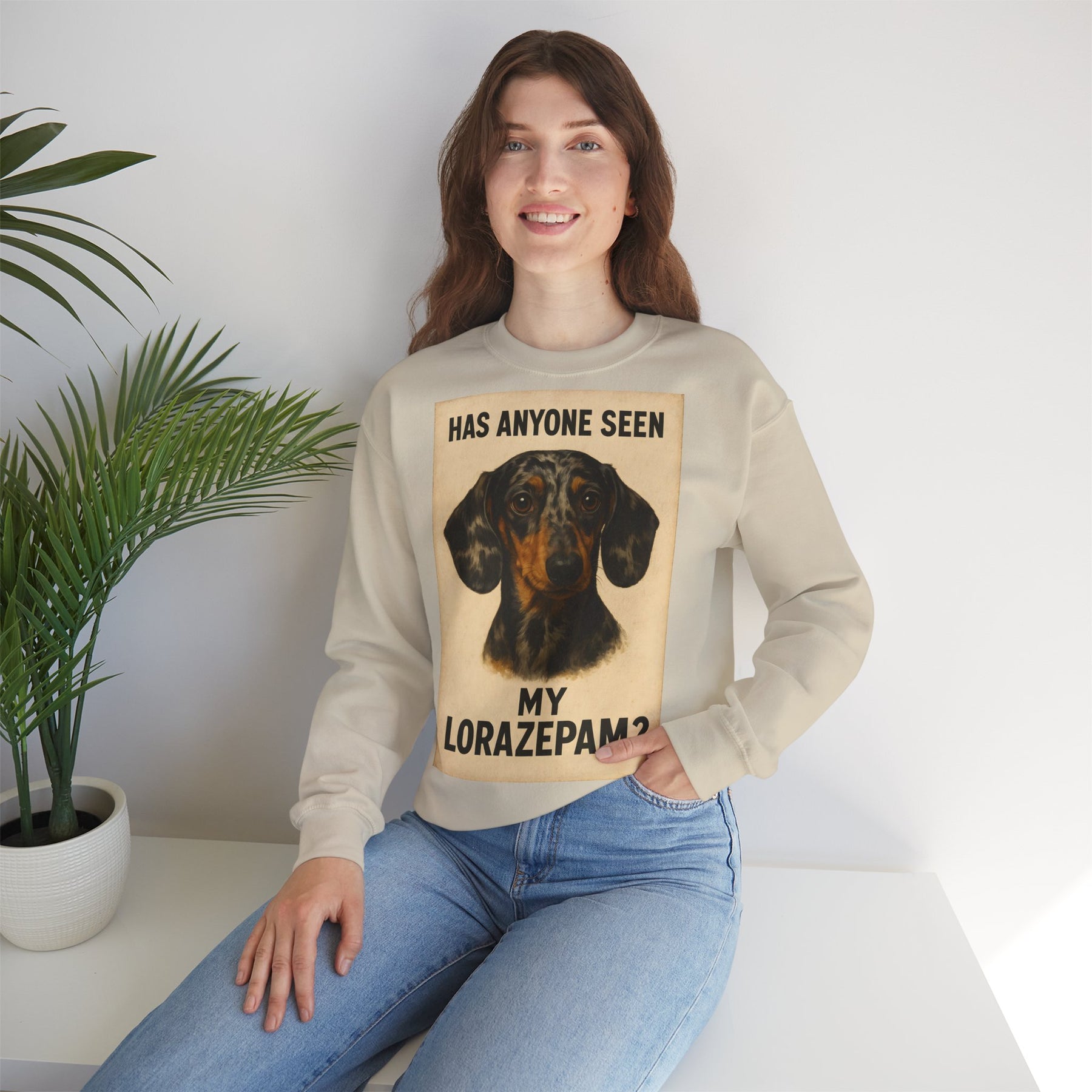 Dackel Sweatshirt – „Has anyone seen my Lorazepam?“ | Lustiger Pullover für Hundefreunde mit schwarzem Humor – Lustiges Sweatshirt | True Insights – Bild 14