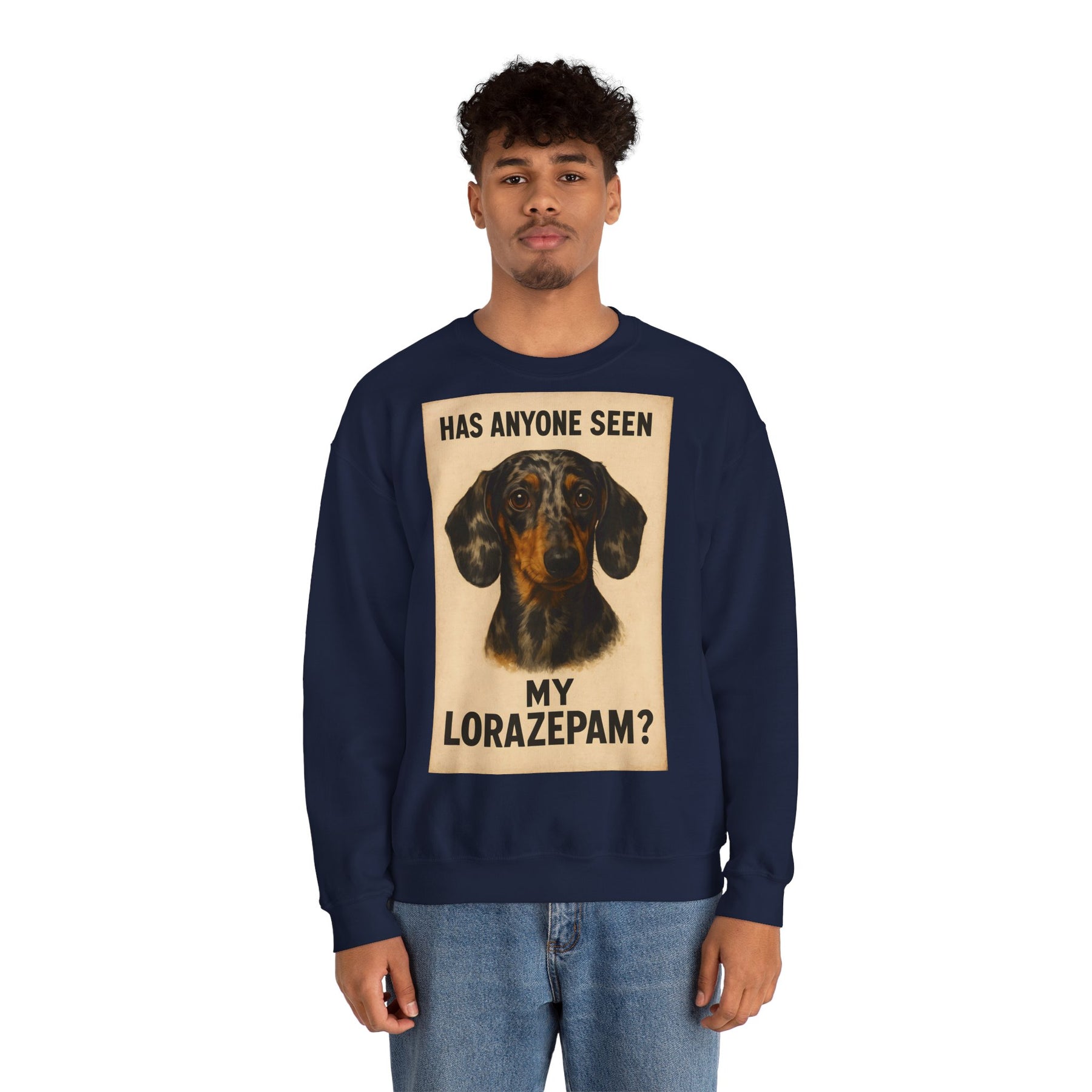 Dackel Sweatshirt – „Has anyone seen my Lorazepam?“ | Lustiger Pullover für Hundefreunde mit schwarzem Humor – Lustiges Sweatshirt | True Insights – Bild 24