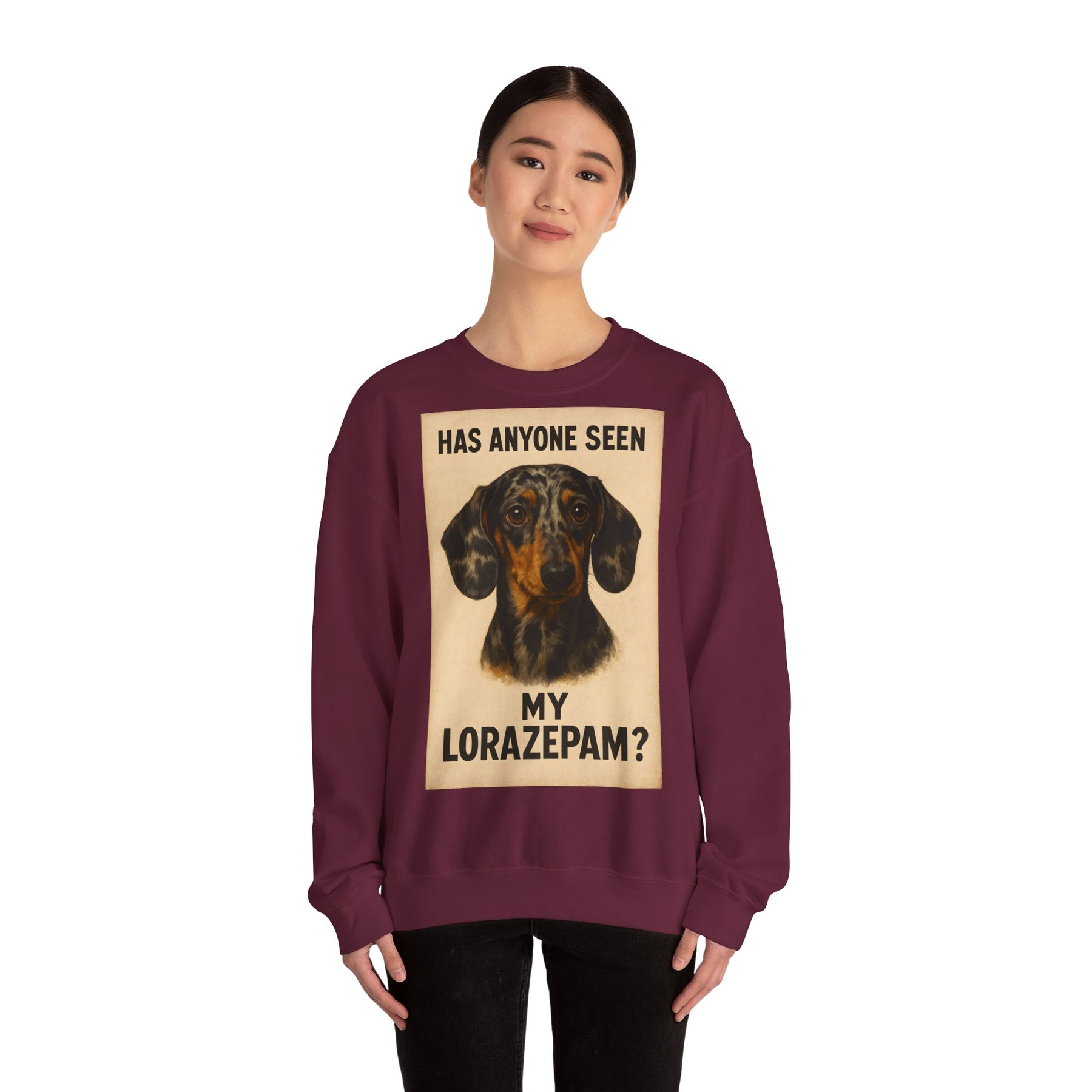 Dackel Sweatshirt – „Has anyone seen my Lorazepam?“ | Lustiger Pullover für Hundefreunde mit schwarzem Humor – Lustiges Sweatshirt | True Insights – Bild 37