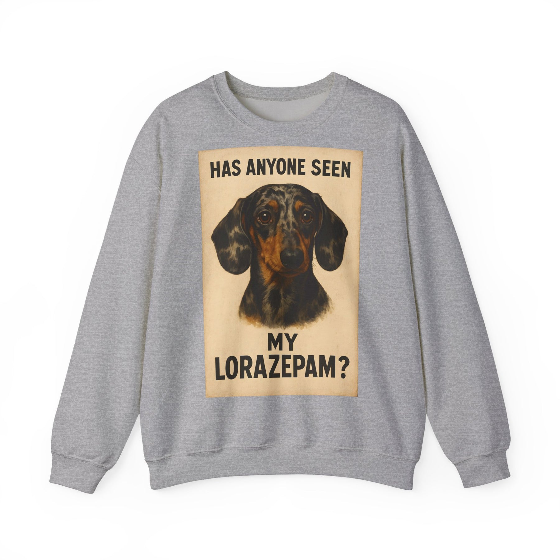 Dackel Sweatshirt – „Has anyone seen my Lorazepam?“ | Lustiger Pullover für Hundefreunde mit schwarzem Humor – Lustiges Sweatshirt | True Insights – Bild 4