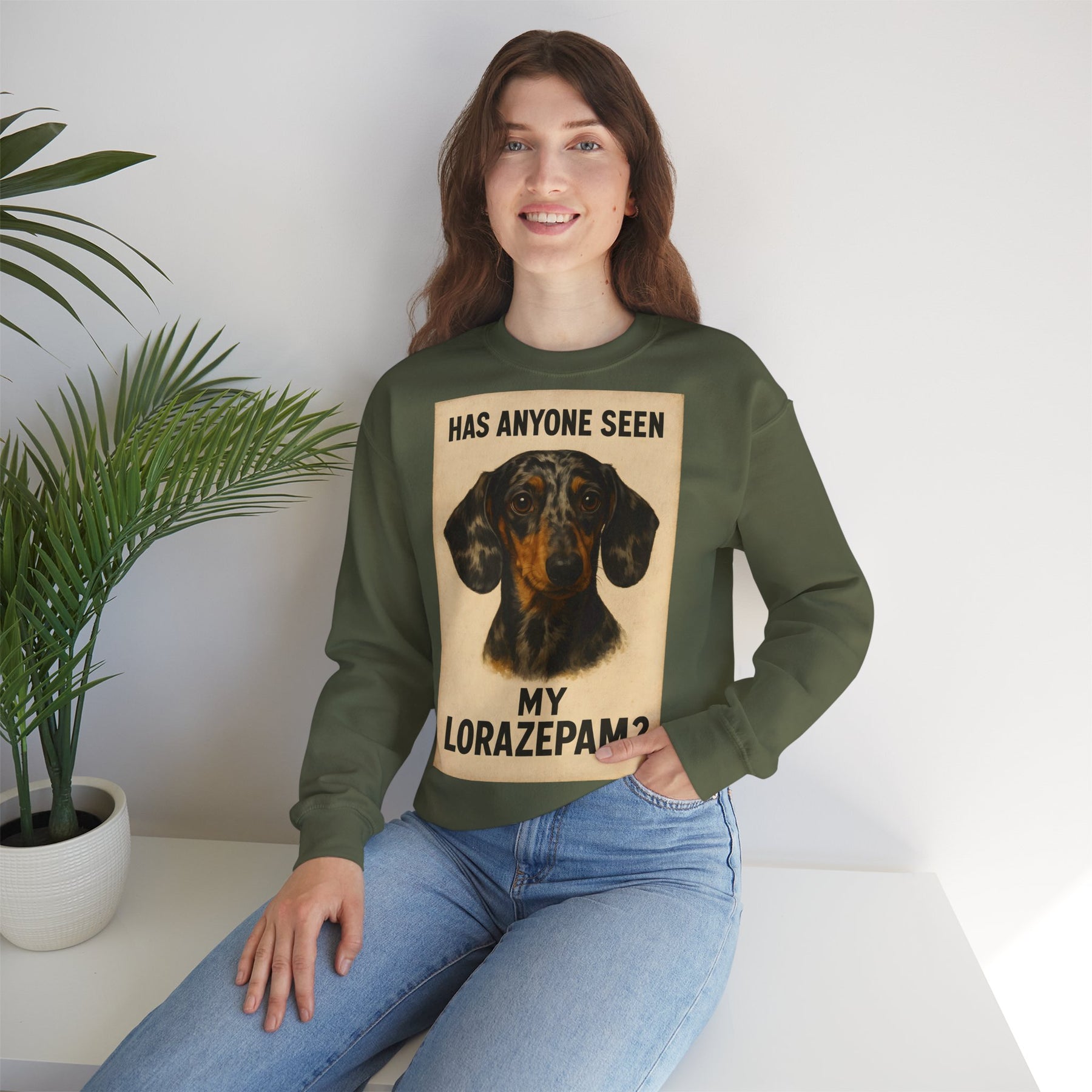 Dackel Sweatshirt – „Has anyone seen my Lorazepam?“ | Lustiger Pullover für Hundefreunde mit schwarzem Humor – Lustiges Sweatshirt | True Insights – Bild 44