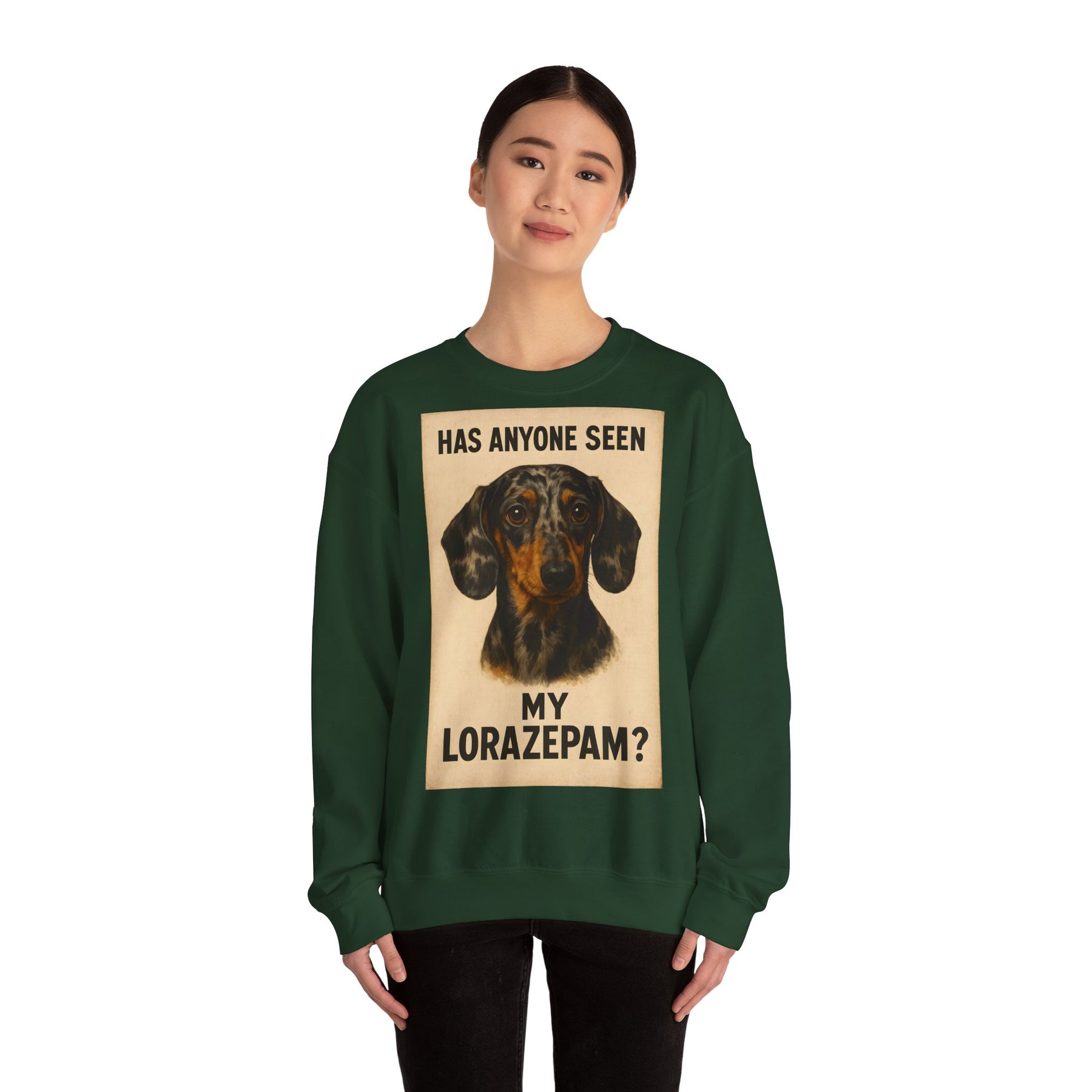 Dackel Sweatshirt – „Has anyone seen my Lorazepam?“ | Lustiger Pullover für Hundefreunde mit schwarzem Humor – Lustiges Sweatshirt | True Insights – Bild 47