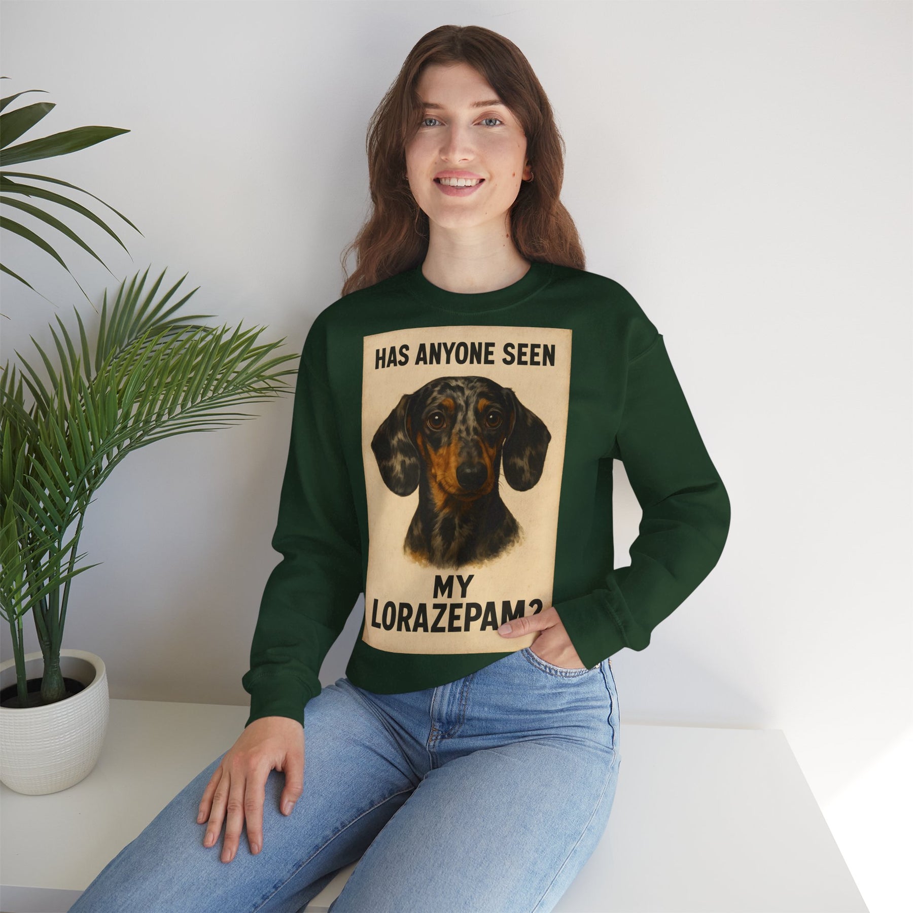 Dackel Sweatshirt – „Has anyone seen my Lorazepam?“ | Lustiger Pullover für Hundefreunde mit schwarzem Humor – Lustiges Sweatshirt | True Insights – Bild 49