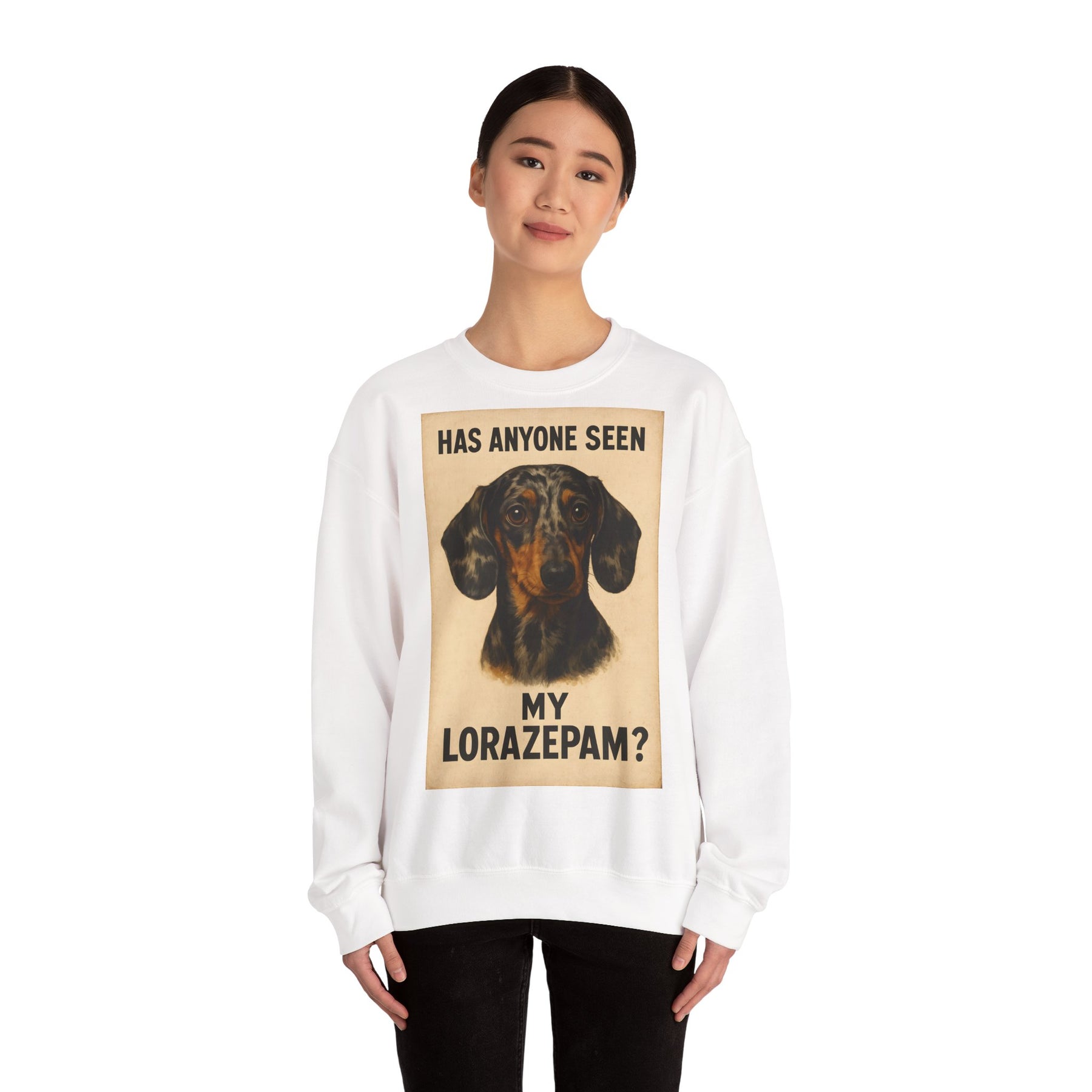 Dackel Sweatshirt – „Has anyone seen my Lorazepam?“ | Lustiger Pullover für Hundefreunde mit schwarzem Humor – Lustiges Sweatshirt | True Insights – Bild 57