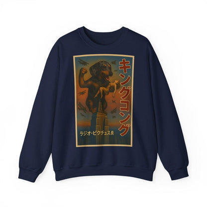Dackel Sweatshirt – King Kong Parodie im Retro-Stil | Lustiger Unisex Pullover für Filmfans & Dackelliebhaber – Lustiges Sweatshirt | True Insights – Bild 3