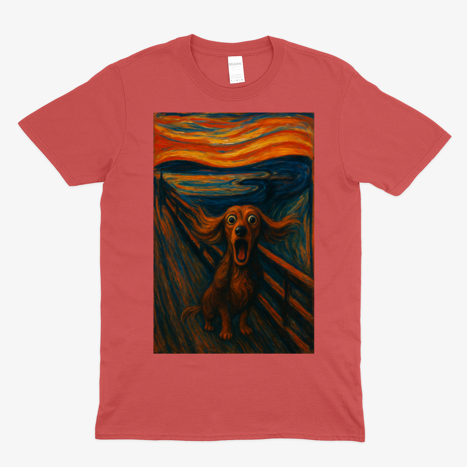 Dackel T-Shirt – „Der Schrei des Dackels“ | Satirische Kunst-Parodie – Lustiges | True Insights – Bild 12