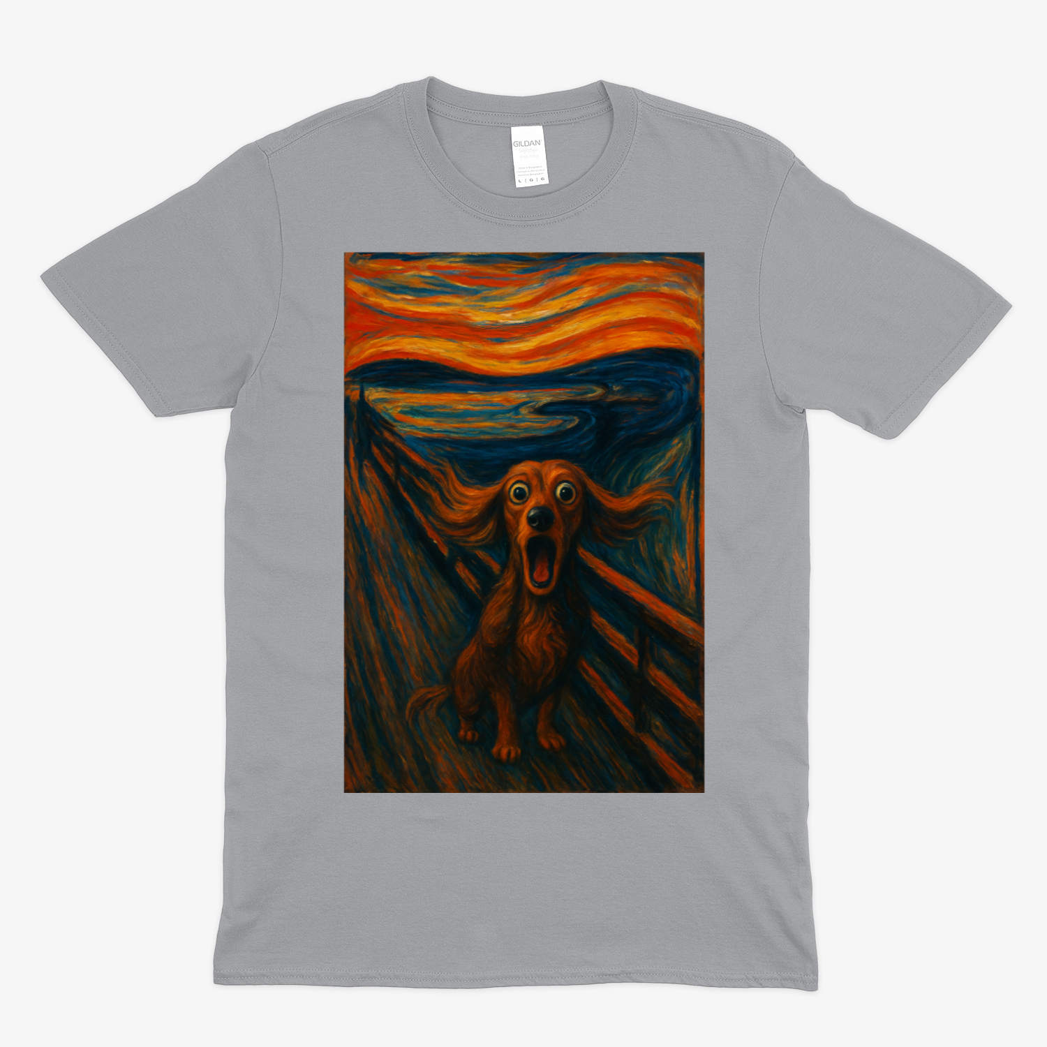 Dackel T-Shirt – „Der Schrei des Dackels“ | Satirische Kunst-Parodie – Lustiges | True Insights – Bild 6