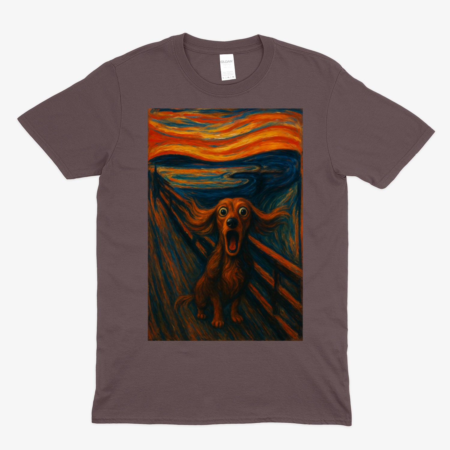 Dackel T-Shirt – „Der Schrei des Dackels“ | Satirische Kunst-Parodie – Lustiges | True Insights – Bild 8