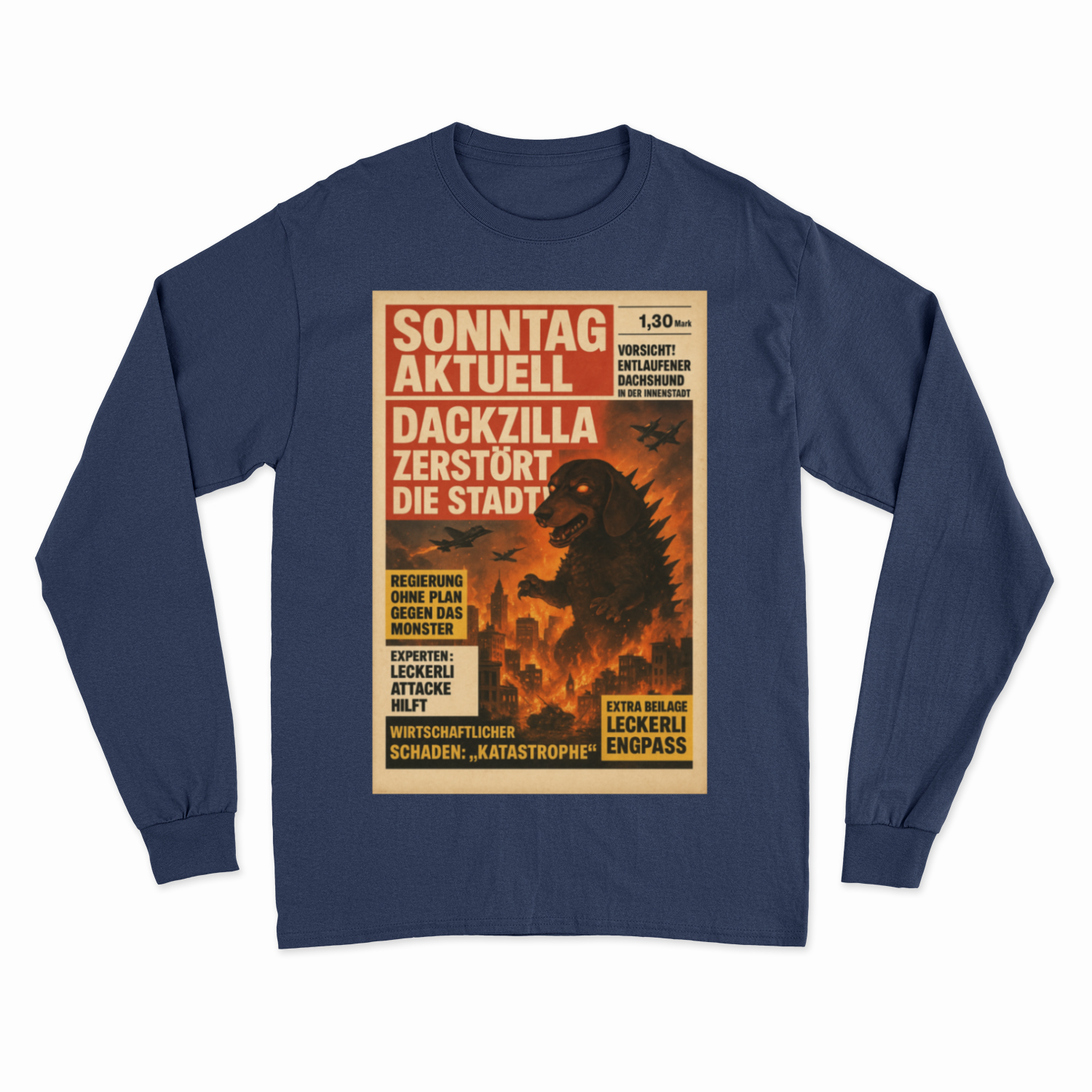 Dackzilla Sweatshirt – Retro-Katastrophen-Satire zum Anziehen – Lustiges Sweatshirt | True Insights – Bild 1