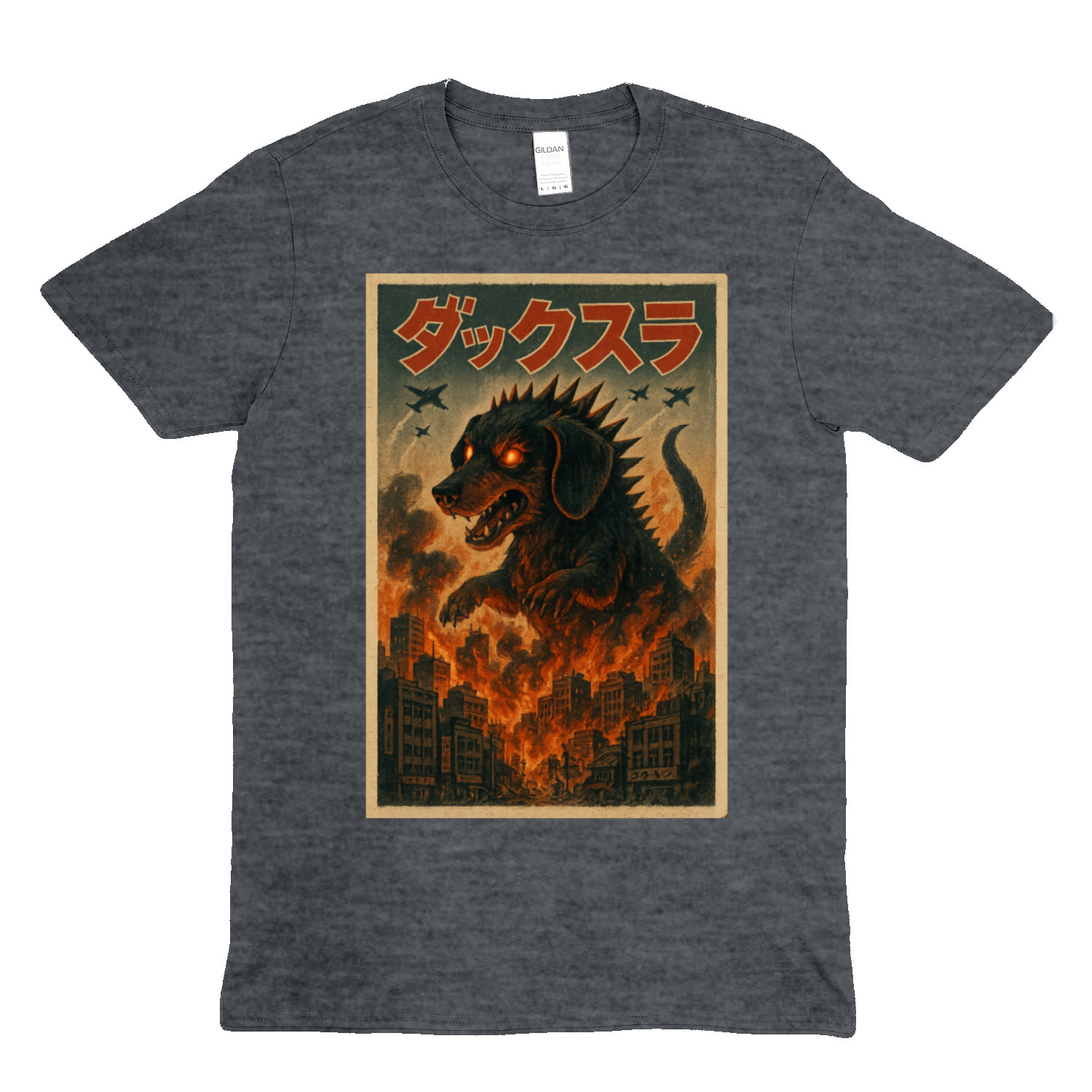 „Dackzilla zerstört die Stadt“ Kaiju-Motiv mit Feuer & Biss T-Shirt – Lustiges | True Insights – Bild 6