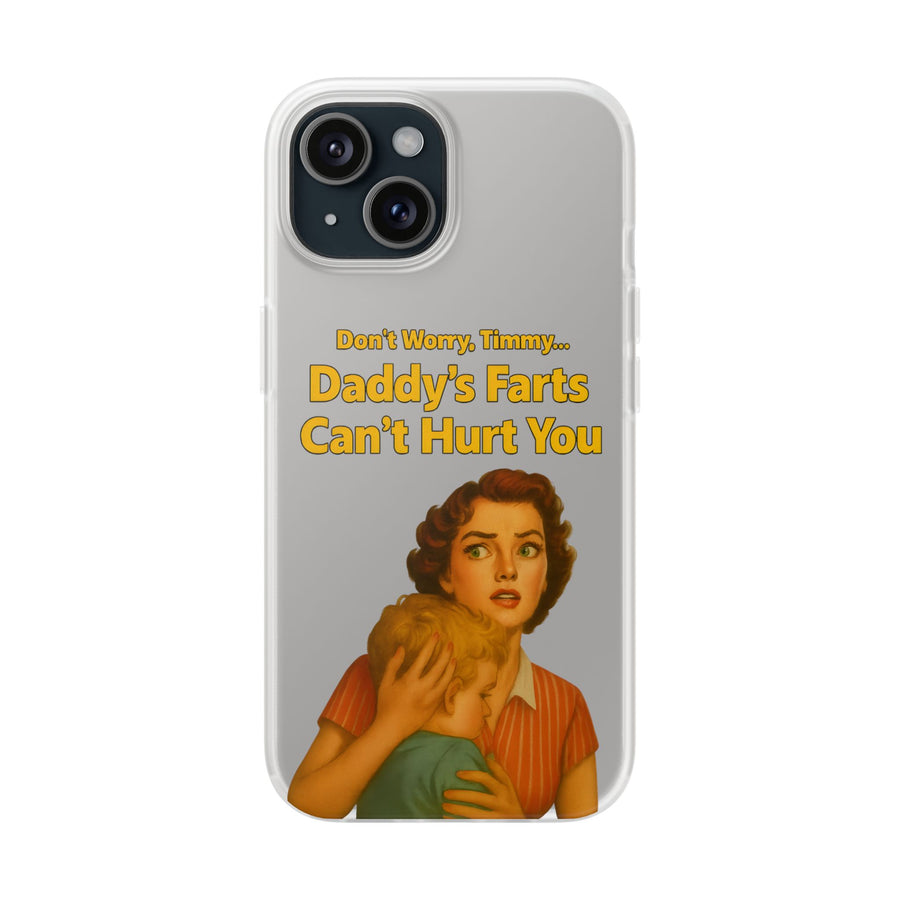 True Insights Handyhülle Daddys Farts im Retro-Stil für iPhone 15 mit satirischem Spruch