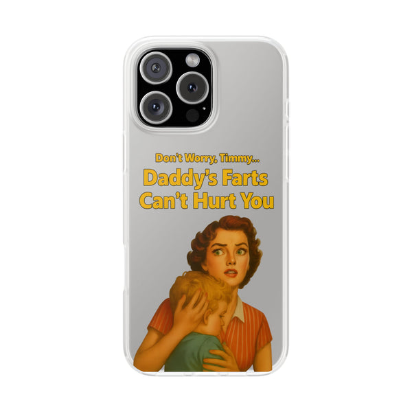 True Insights Handyhülle Daddys Farts satirisches Retro-Motiv für iPhone 16 Pro Max mit schwarzem Humor