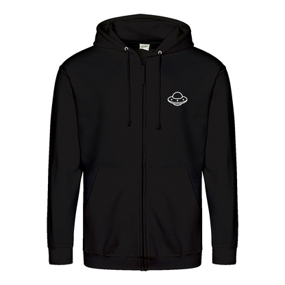 Don’t Talk to Strangers Zip Hoodie | Satirisches Alien-Motiv im Retro-Stil | Warnung im 50s Design 📝 Meta-Beschreibung:-Zip Hoodie-True Insights