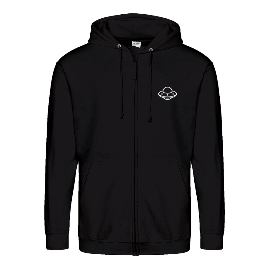 Don’t Talk to Strangers Zip Hoodie | Satirisches Alien-Motiv im Retro-Stil | Warnung im 50s Design 📝 Meta-Beschreibung:-Zip Hoodie-True Insights