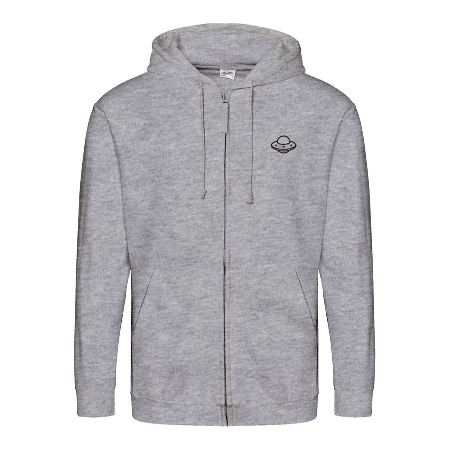 Don’t Talk to Strangers Zip Hoodie | Satirisches Alien-Motiv im Retro-Stil | Warnung im 50s Design 📝 Meta-Beschreibung:-Zip Hoodie-True Insights