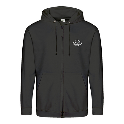 Don’t Talk to Strangers Zip Hoodie | Satirisches Alien-Motiv im Retro-Stil | Warnung im 50s Design 📝 Meta-Beschreibung:-Zip Hoodie-True Insights