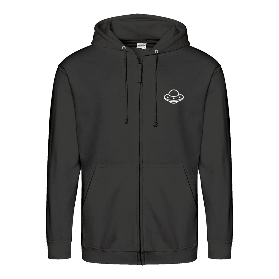 Don’t Talk to Strangers Zip Hoodie | Satirisches Alien-Motiv im Retro-Stil | Warnung im 50s Design 📝 Meta-Beschreibung:-Zip Hoodie-True Insights