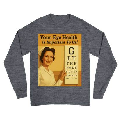 „Eye Health – Bullsh*t Edition“ – Satire-Sweatshirt im Retrolook-True Insights