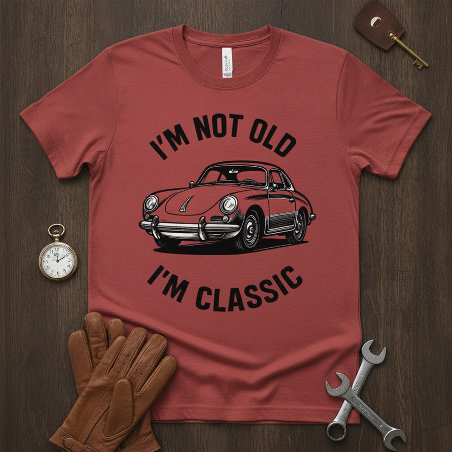 I'm Not Old, I'm Classic – Porsche Car T-Shirt – Flatlay