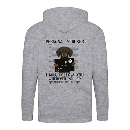 Funny Dachshund Zip Hoodie – „Personal Stalker“ Cartoon – Dog Lover Gift-True Insights