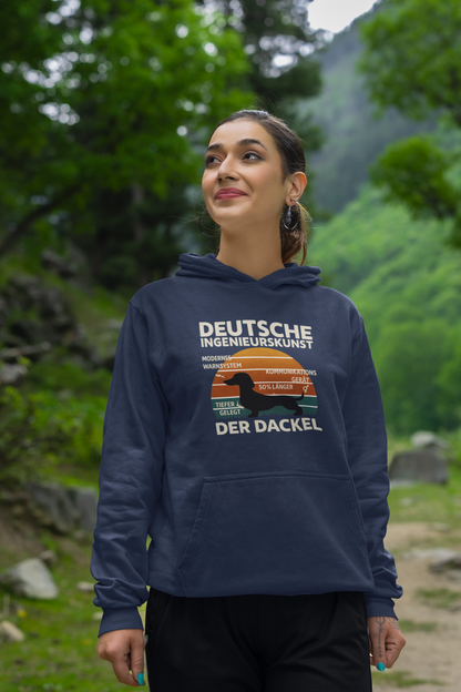 Deutsche Ingenieurskunst – Der Dackel | Satirisches Retro-Design mit Biss Hoodie