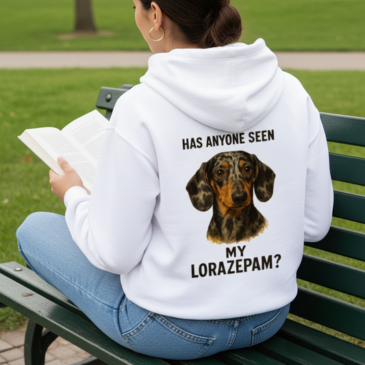 Has Anyone Seen My Lorazepam Hoodie – Satirischer Dackel-Hoodie mit Humor & Haltung-Zip Hoodie-True Insights