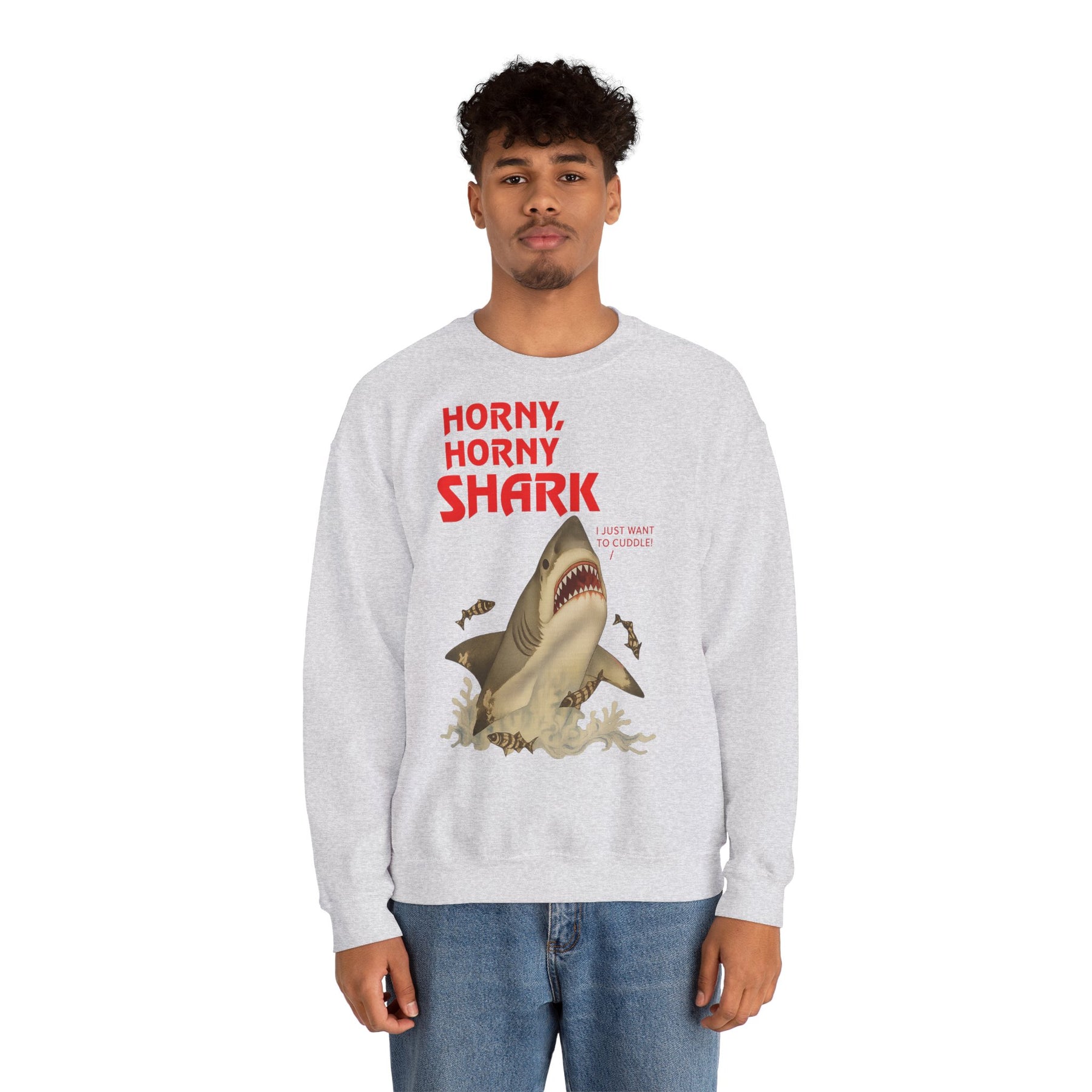 🦈 Horny, Horny Shark – Provokantes Sweatshirt mit Kuschelansage – Freches Satire-Design für mutige Statements | True Insights