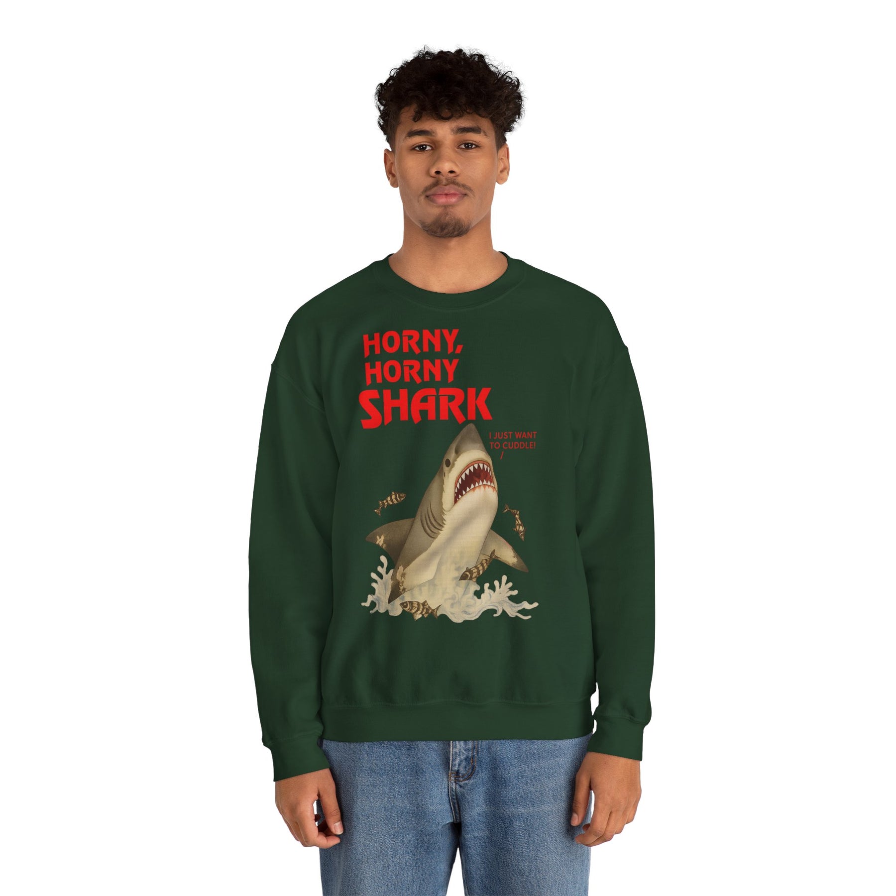 🦈 Horny, Horny Shark – Provokantes Sweatshirt mit Kuschelansage – Freches Satire-Design für mutige Statements | True Insights