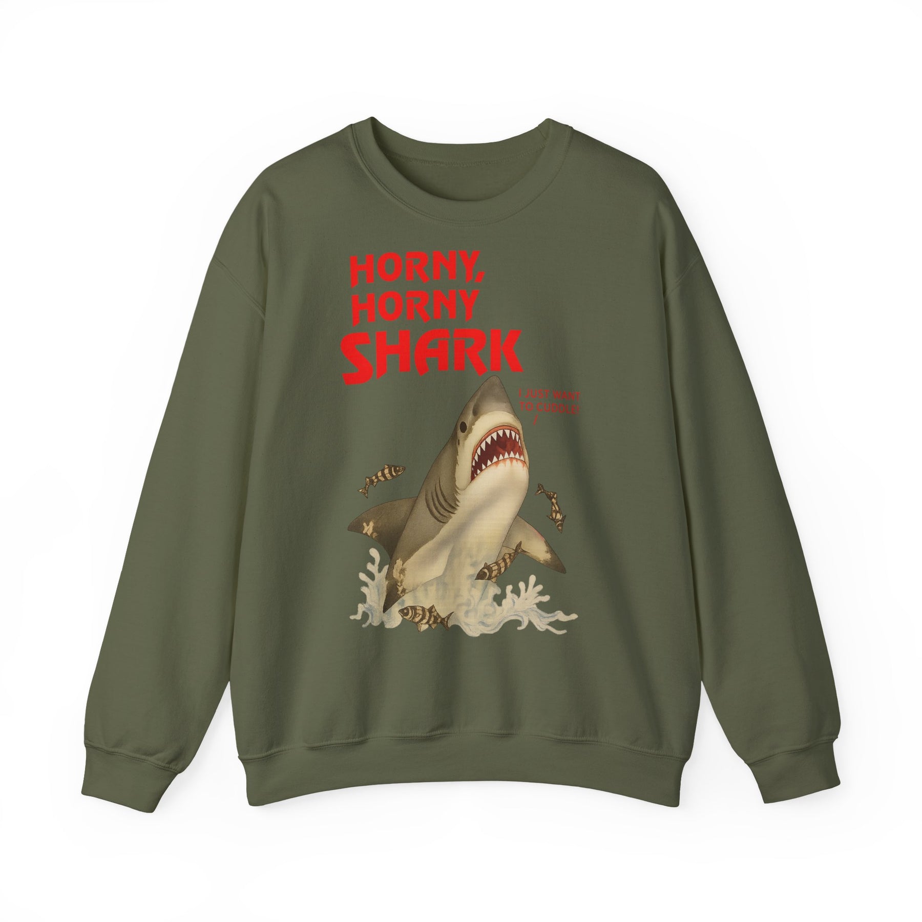 🦈 Horny, Horny Shark – Provokantes Sweatshirt mit Kuschelansage – Freches Satire-Design für mutige Statements | True Insights