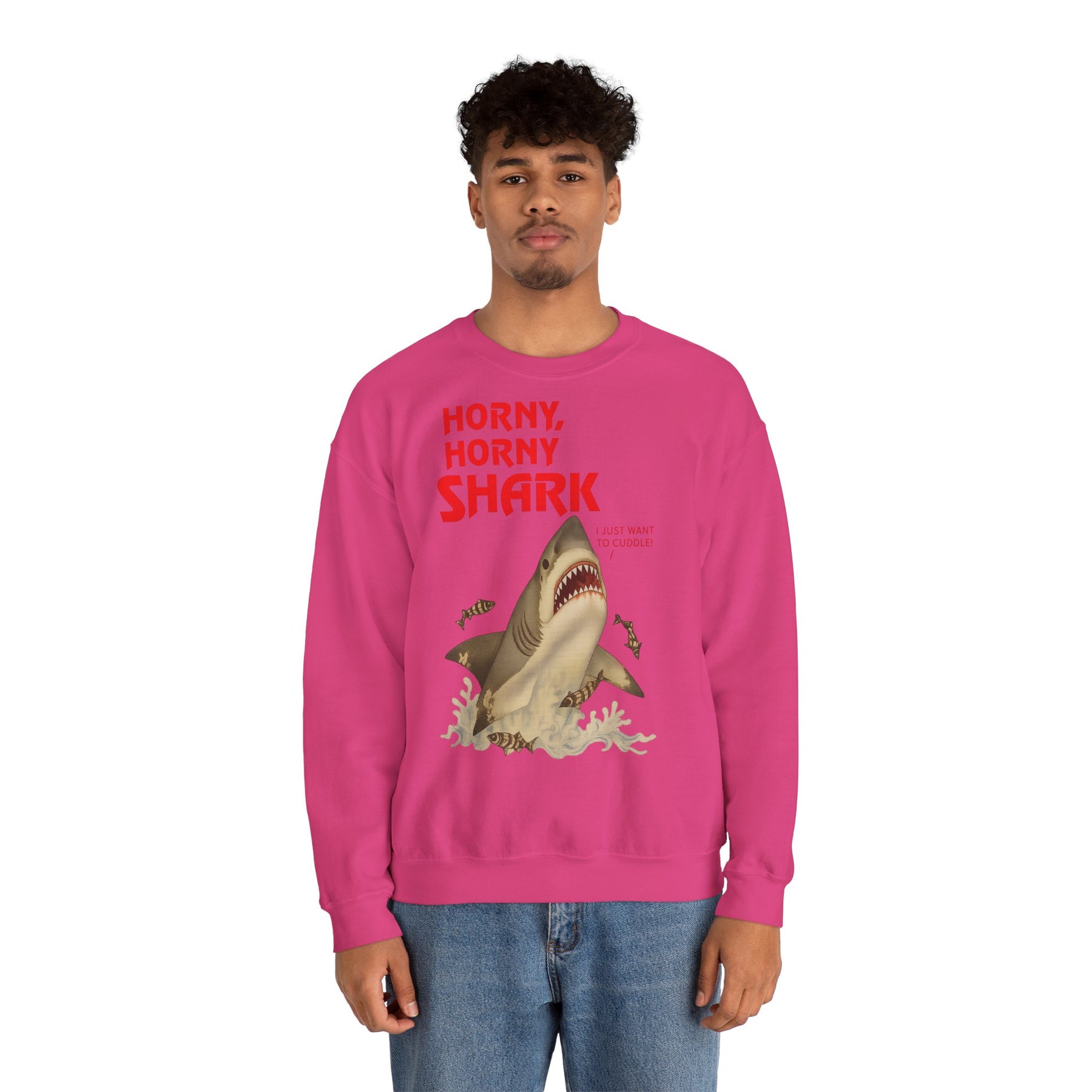 🦈 Horny, Horny Shark – Provokantes Sweatshirt mit Kuschelansage – Freches Satire-Design für mutige Statements | True Insights