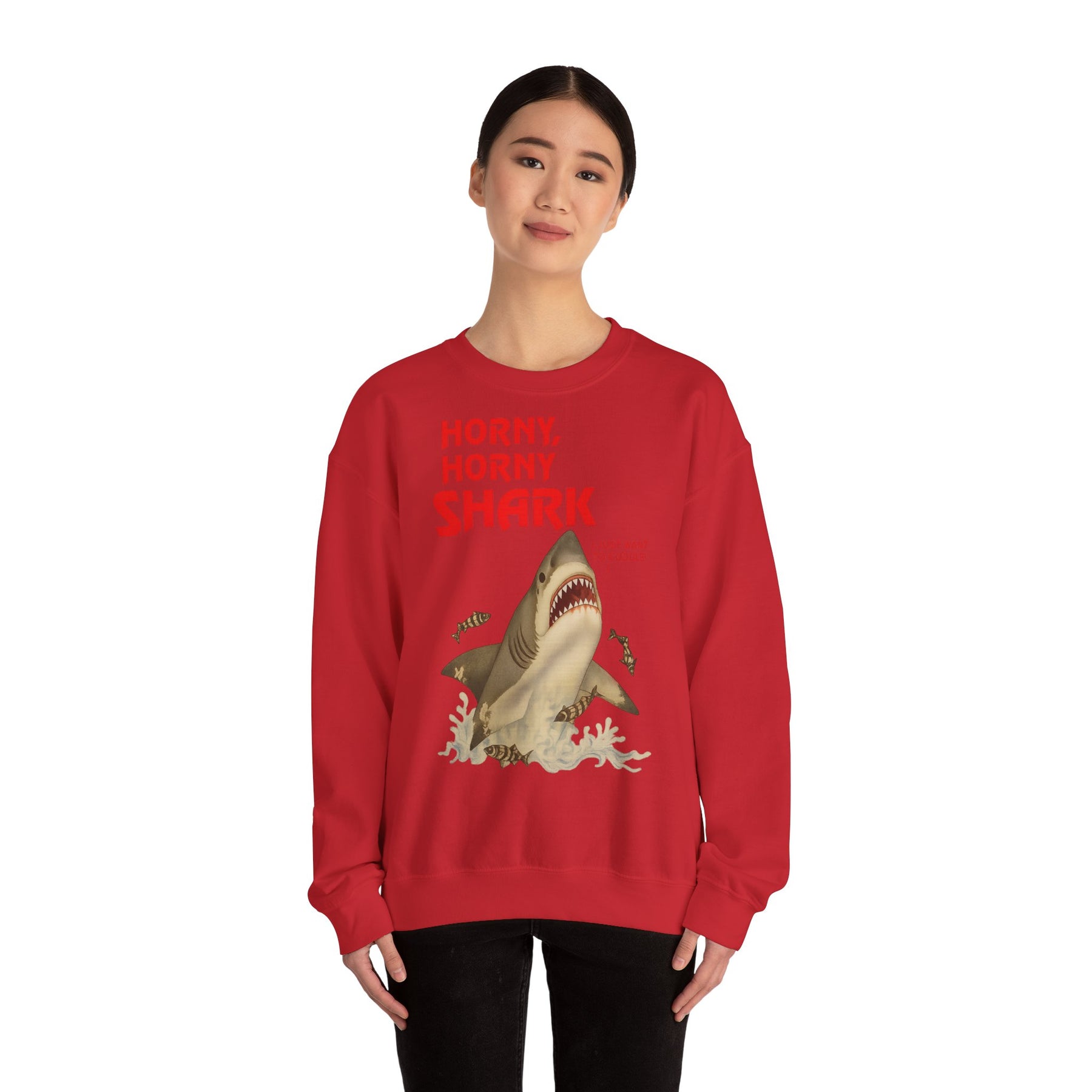🦈 Horny, Horny Shark – Provokantes Sweatshirt mit Kuschelansage – Freches Satire-Design für mutige Statements | True Insights