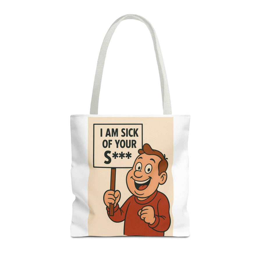 True Insights Stofftasche I Am Sick of Your S in Weiß, Retro-Comic-Motiv mit frechem Statement