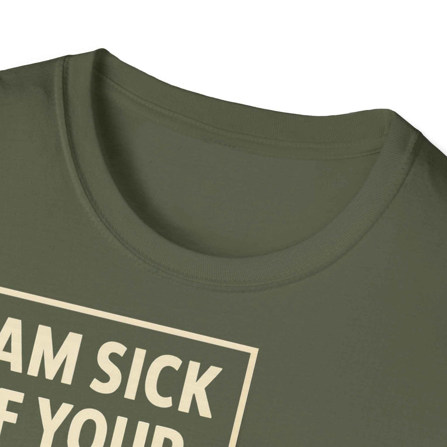 True Insights T-Shirt I Am Sick of Your S satirisches Retro-Comic-Motiv in Nahaufnahme