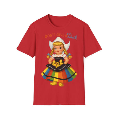 "I Don't Give a Duck | Nostalgisches Vintage-Mädchen mit Küken – Humorvoll & Originell" – Freches Satire-Design für mutige Statements | True Insights