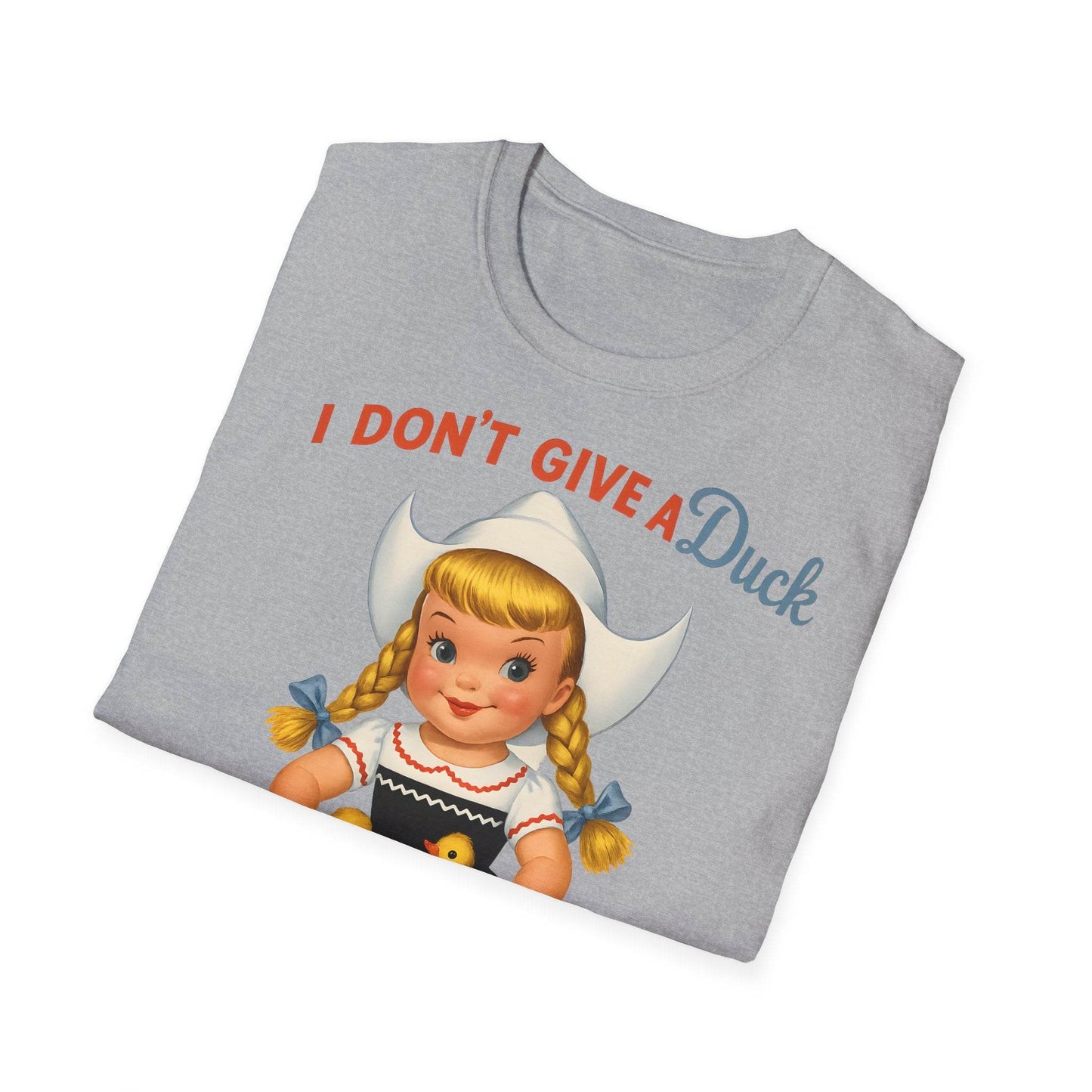 "I Don't Give a Duck | Nostalgisches Vintage-Mädchen mit Küken – Humorvoll & Originell" – Freches Satire-Design für mutige Statements | True Insights