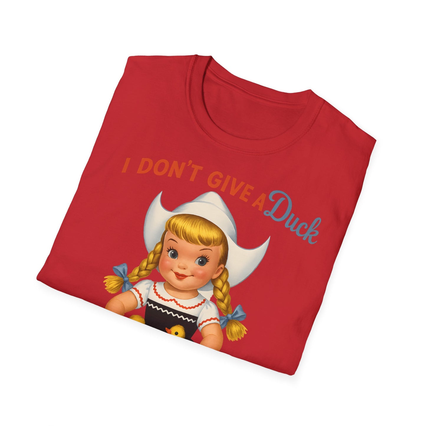 "I Don't Give a Duck | Nostalgisches Vintage-Mädchen mit Küken – Humorvoll & Originell" – Freches Satire-Design für mutige Statements | True Insights