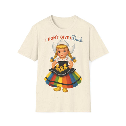 "I Don't Give a Duck | Nostalgisches Vintage-Mädchen mit Küken – Humorvoll & Originell" – Freches Satire-Design für mutige Statements | True Insights