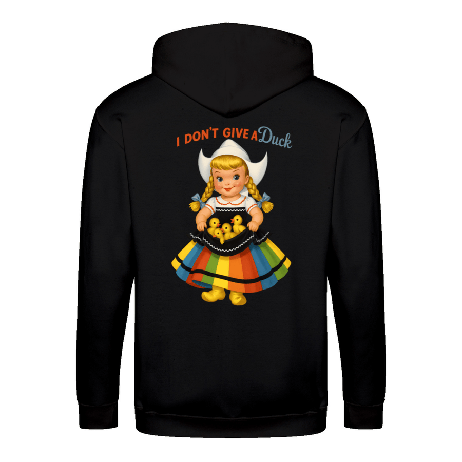 True Insights Zip Hoodie I Don't Give a Duck Retro-Satire in Jet Black mit coolem satirischem Motiv